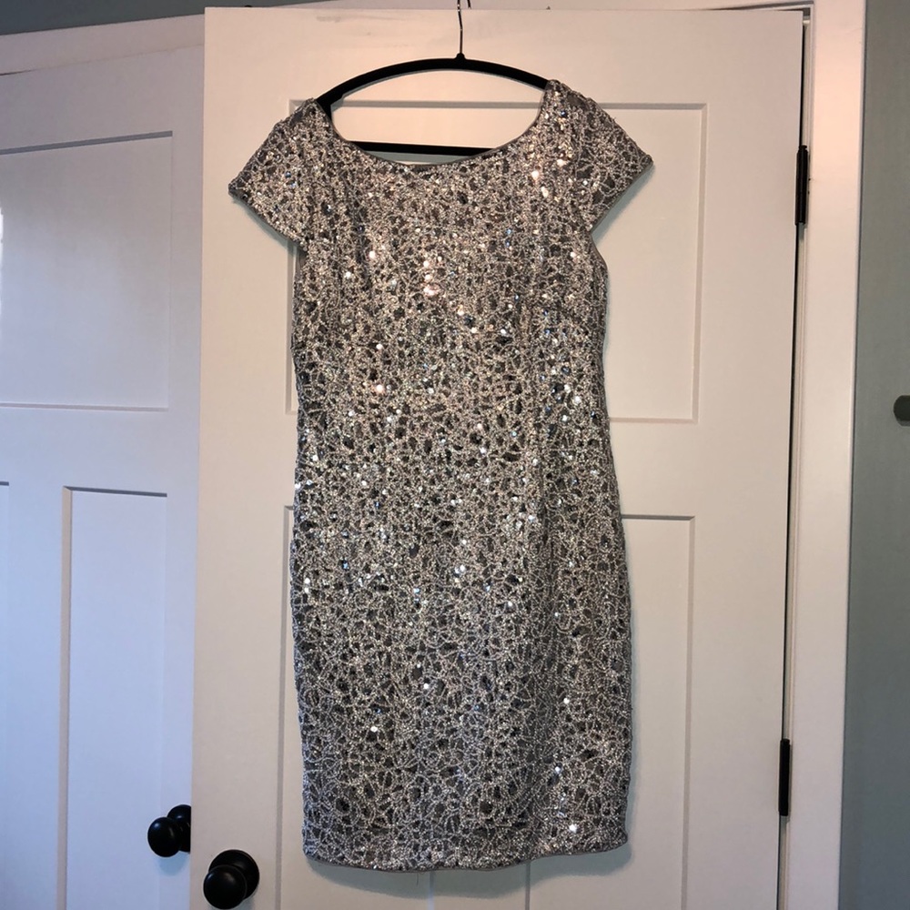Adrianna Papell Silver Cocktail Dress